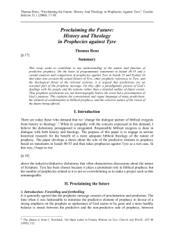 Proclaiming the future: history and theology in prophecies against Tyre