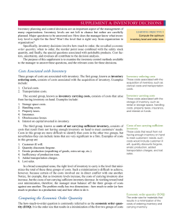 NVENTORY DECISIONS SUPPLEMENT A: INVENTORY DECISIONS
