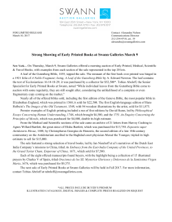 Strong Showing of Early Printed Books at Swann Galleries March 9