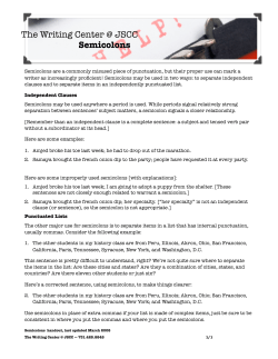 The Writing Center @ JSCC Semicolons