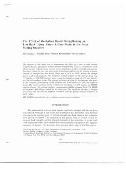 The Effect of Workplace Based Strengthening on Low Back Injury