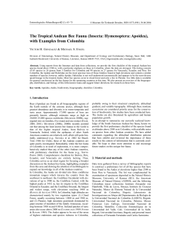 The Tropical Andean Bee Fauna (Insecta: Hymenoptera: Apoidea