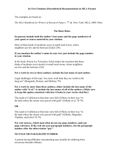In-Text Citations (Parenthetical Documentation) in MLA Format The