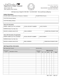 Form ASD-127 - North Carolina State Treasurer