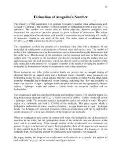 Estimation of Avagadro`s Number