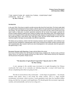 The Question of Agricultural Cooperation