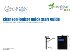 chanson ionizer quick start guide