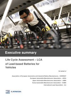 Life Cycle Assessment (LCA) of Lead