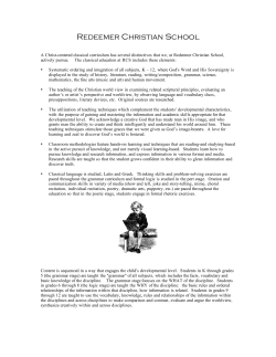 Overview of Classical Christian Curriculum RCS