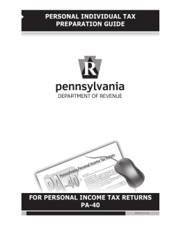 PERSONAL INDIVIDUAL TAX PREPARATION GUIDE FOR