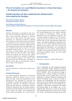 Price Formation on Land Market Auctions in East Germany &ndash; An