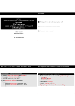 INF5820 Distributional Semantics: Extracting Meaning from