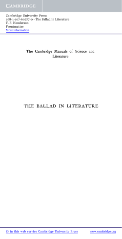 THE BALLAD IN LITERATURE