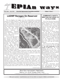 LADWP Reneges On Reservoir - Echo Park Improvement Association