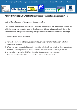 Neurodiverse SpLD Checklist