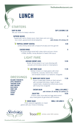 Menu - Shadows Restaurant