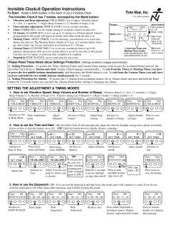 Time Now, Inc. Invisible Clock®II Operation Instructions