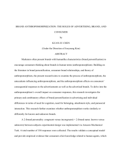 BRAND ANTHROPOMORPHIZATION: THE ROLES OF