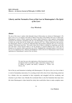 Liberty and the Normative Force of the Law in Montesquieu`s The