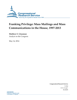 Franking Privilege: Mass Mailings and Mass Communications in the
