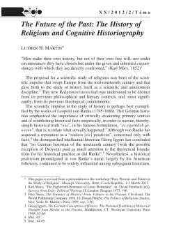 The History of Religions and Cognitive Historiography