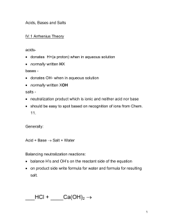 Acids, Bases and Salts - Heritage Christian School