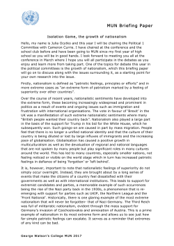 isolation game political - George Watson`s College