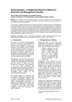 Historiography -- A Neglected Research Method in Business and
