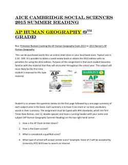 AiCE CAMBRIDGE SOCIAL SCIENCES 2015 SUMMER READING