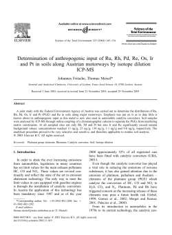 Determination of anthropogenic input of Ru, Rh, Pd, Re, Os, Ir and Pt