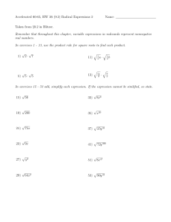Accelerated 60-65, HW 26 (9.2) Radical Expressions 2 Name