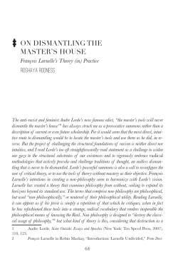 on dismantling the master`s house