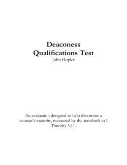 Deaconess Qualifications Test - Evergreen Church