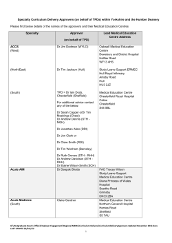 Speciality Curriculum Delivery Approvers