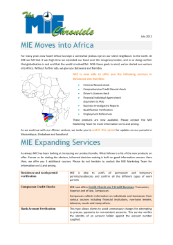 MIE Moves into Africa MIE Expanding Services