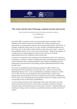 The writer and the State: Patronage, national security and secrets