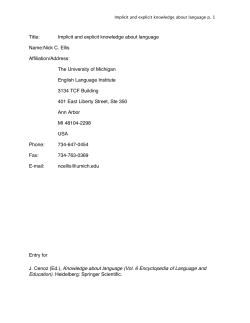 Title: Implicit and explicit knowledge about language Name:Nick C