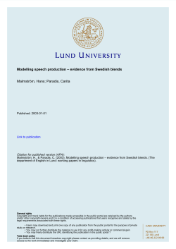 Modelling speech production &ndash; evidence from
