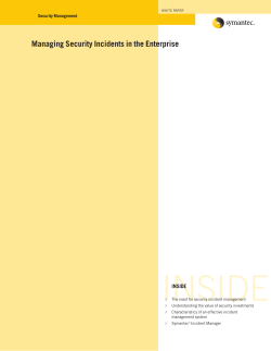 Managing Security Incidents in the Enterprise