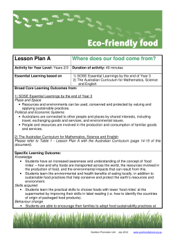 Lesson Plan A Where does our food come from?