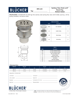 BFD-420 Sanitary Floor Drain w/8" Round Top, Bottom Outlet Tag: