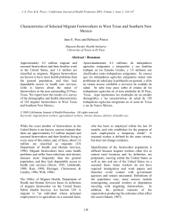 Characteristics of Selected Migrant Farm Workers in West Texas and