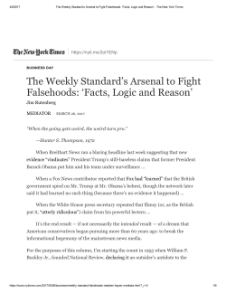 The Weekly Standard`s Arsenal to Fight Falsehoods: `Facts, Logic