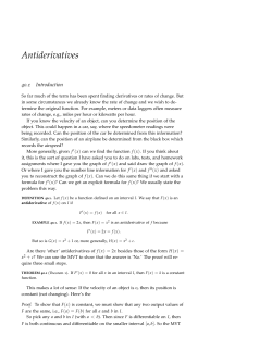 Class Notes, Day 40: Antiderivatives