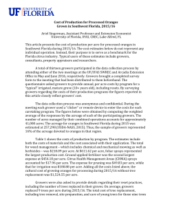 Cost of Production for Processed Oranges Grown in Southwest