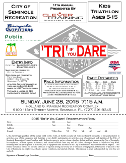 City of Seminole Recreation Kids Triathlon Ages 5
