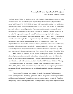 The Role of Tariff Rate Quota Expansion and In