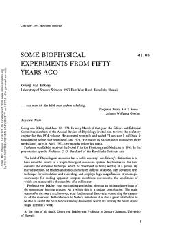 Some Biophysical Experiments from Fifty Years Ago