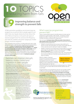 Topic 9: Improving balance and strength to prevent falls