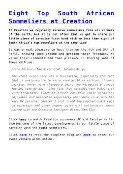 Eight Top South African Sommeliers at Creation